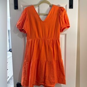 GAP Crinkle Gauze Puff Sleeve Tiered Mini Dreas